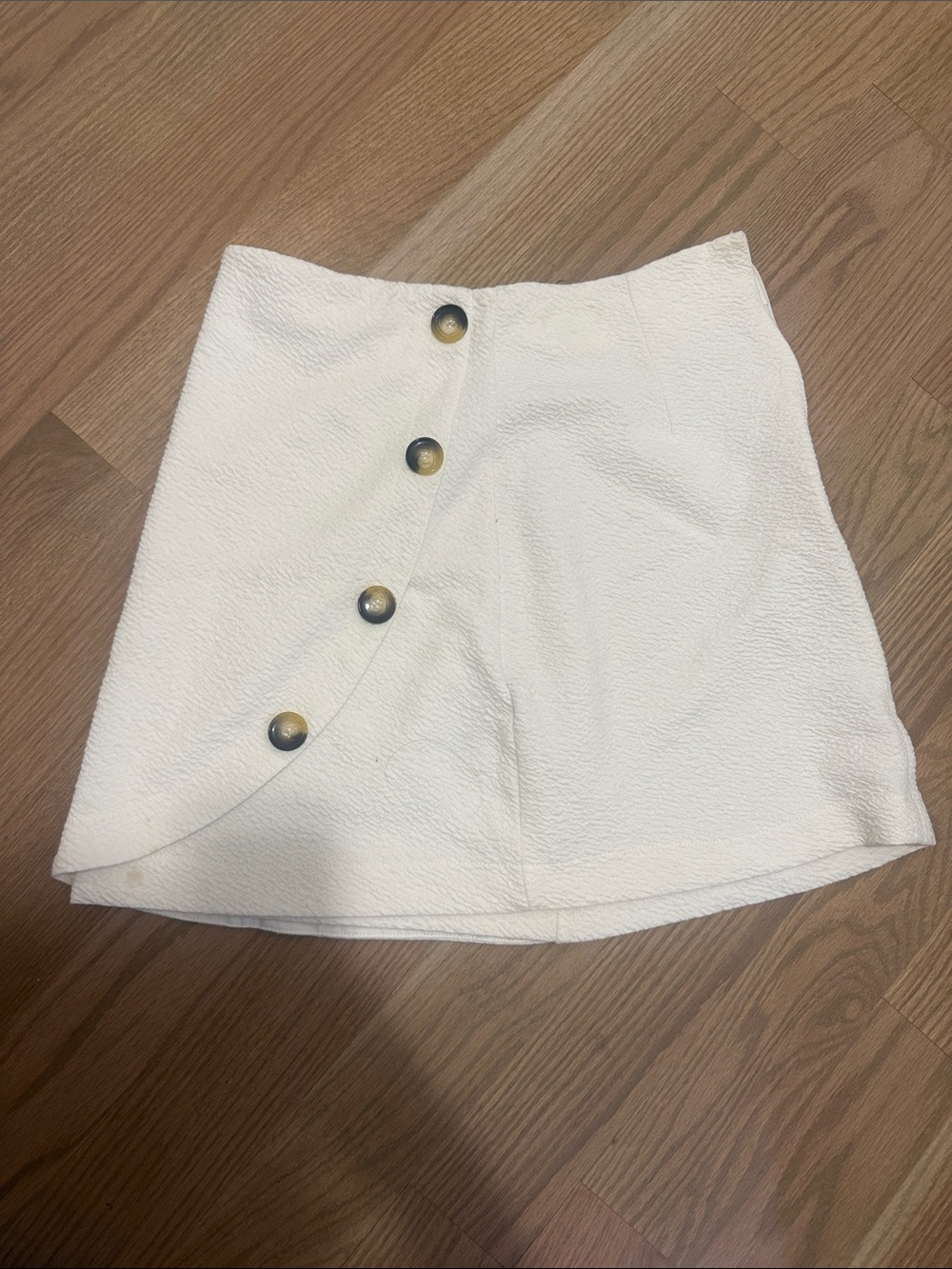 Maeve by Anthropologie White Textured Skirt with Decorative Buttons